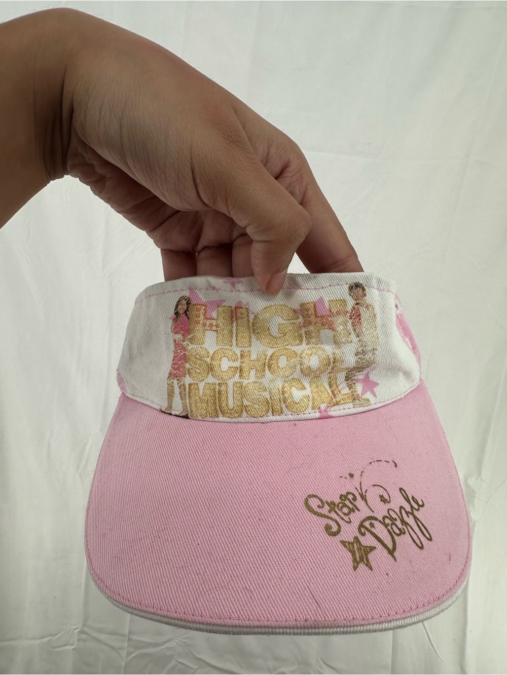 Kidcore Whimsy Y2K High School Musical Graphic Pink and White Visor/Hat